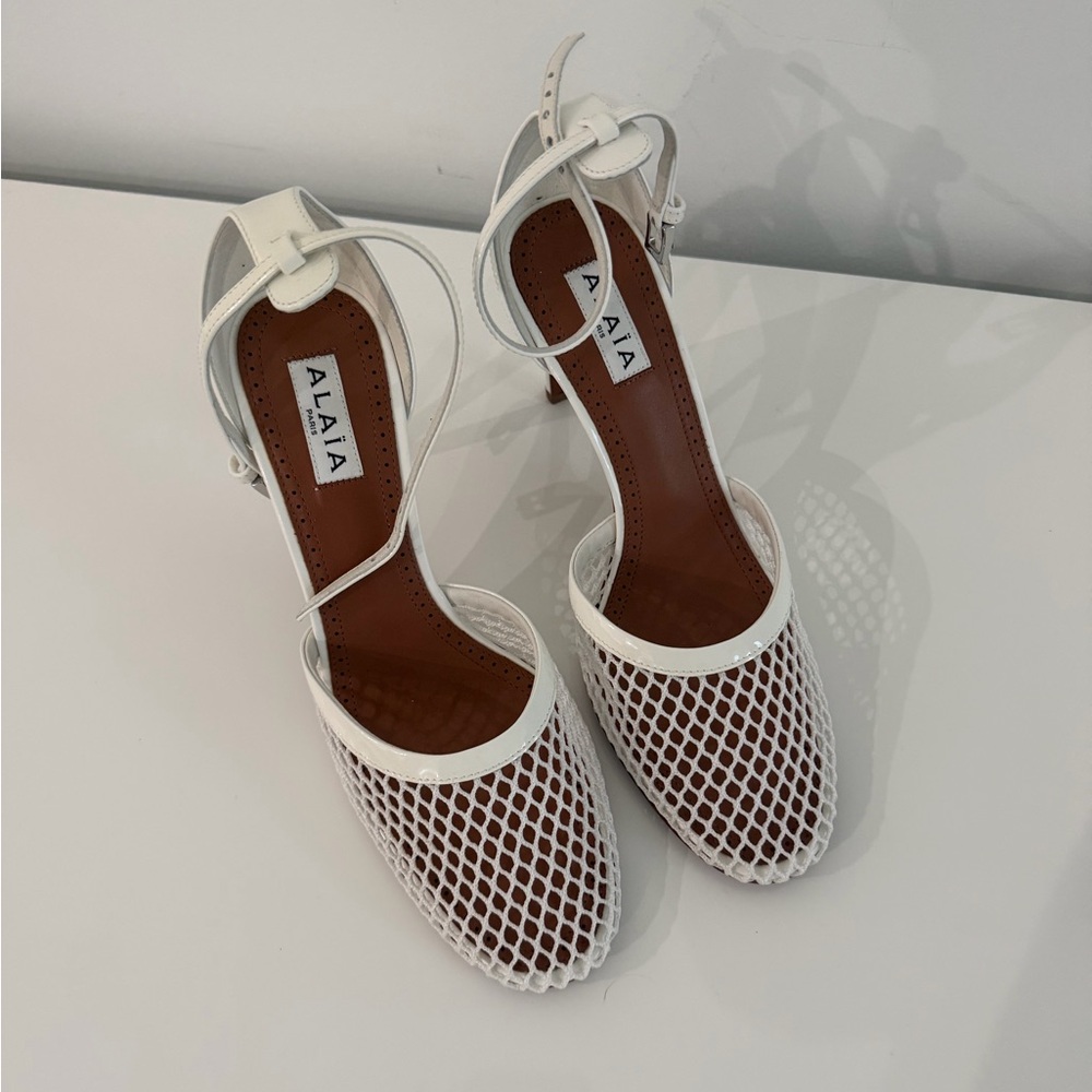 New Alaia White Mesh Heels